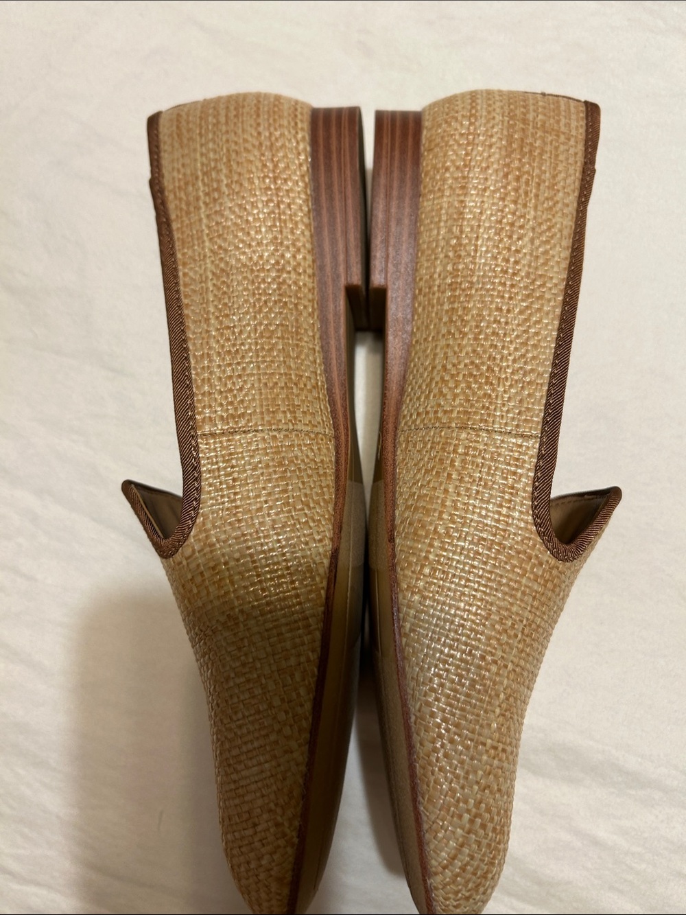 Sam Edelman Tan Woven Slip-On Loafers with Brown Trim - Picture 4 of 10